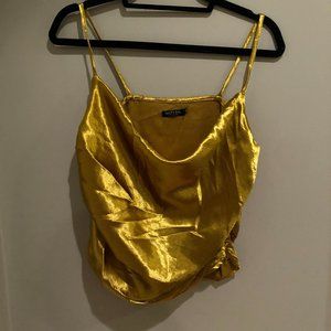 Natsy Gal Gold Satin Cowl Neck Tank